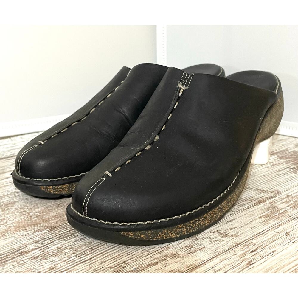Clarks Loafers Black Leather with Cork Sole